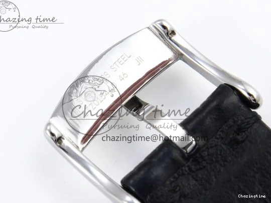 1218 TopPick De Ville Date SS MKF 1:1 Best Edition Black Dial Roman Marker on Black Leather Strap A 7743